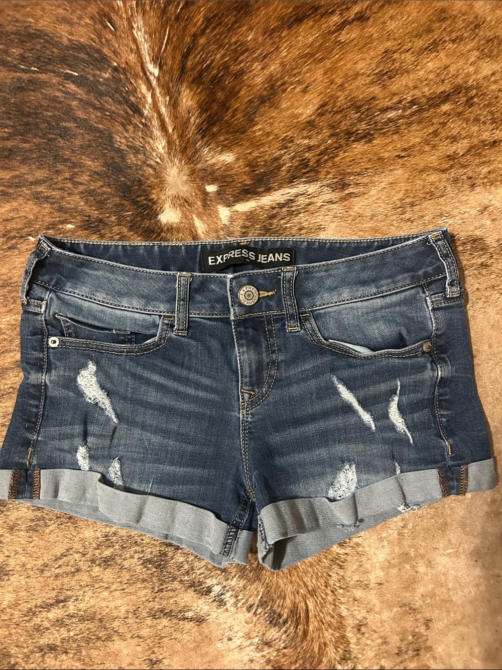 EXPRESS Distressed Denim Shorts
